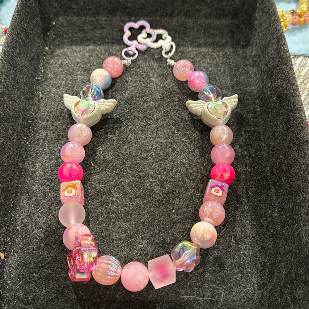 Pink beads Bag Charm accessory